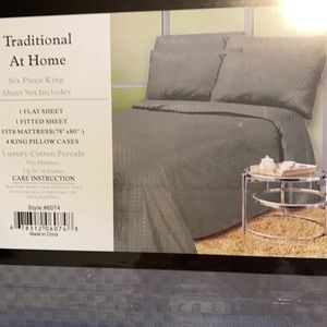 Traditional At Home 6pc King Sheet Set Gunmetal